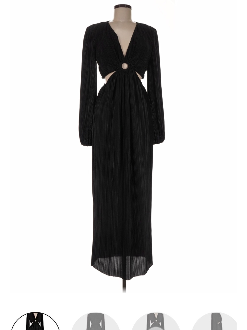 Ronny Kobo Black Long Sleeve Cutout Maxi Dress